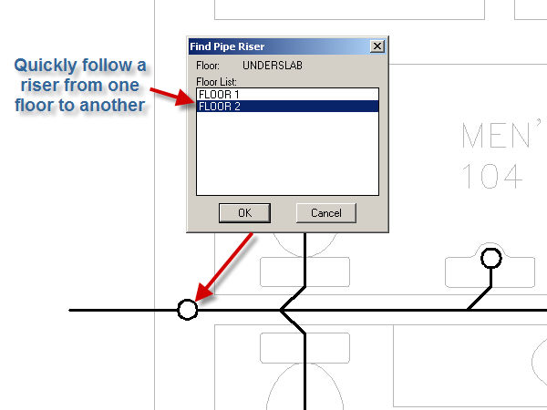 follow pipe riser between floors