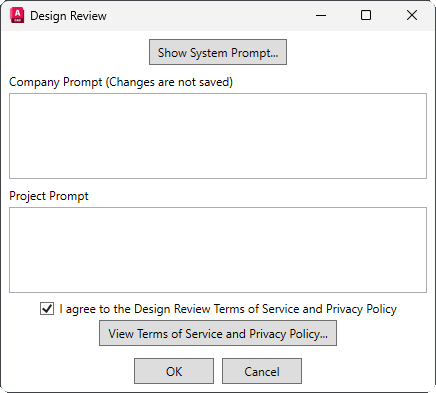 Design review dialog box