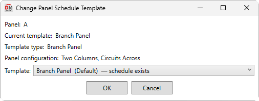 Change panel schedule template dialog box