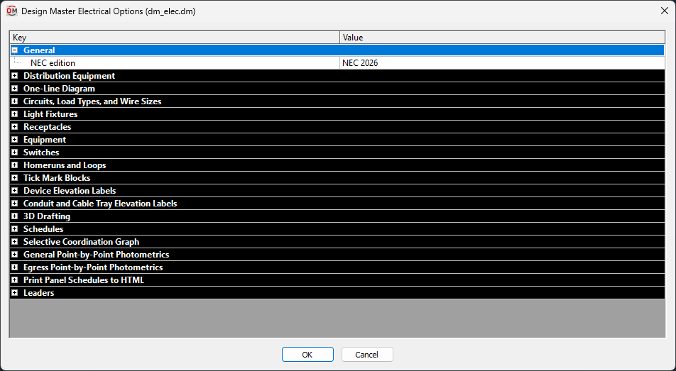 Customization general options dialog box