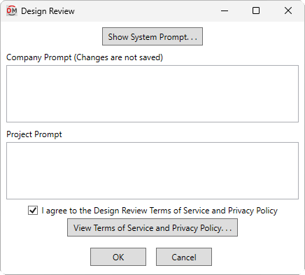 Design review dialog box