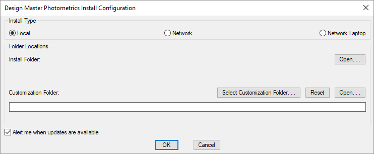 Help design master install configuration dialog box local