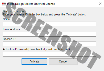 Help install license dialog box
