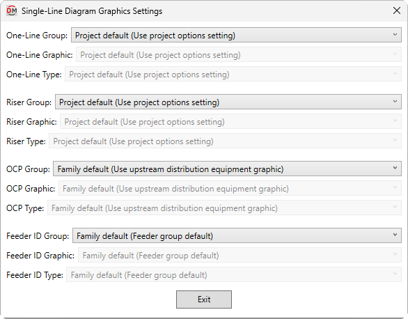 Instance edit single line diagram graphics settings dialog box