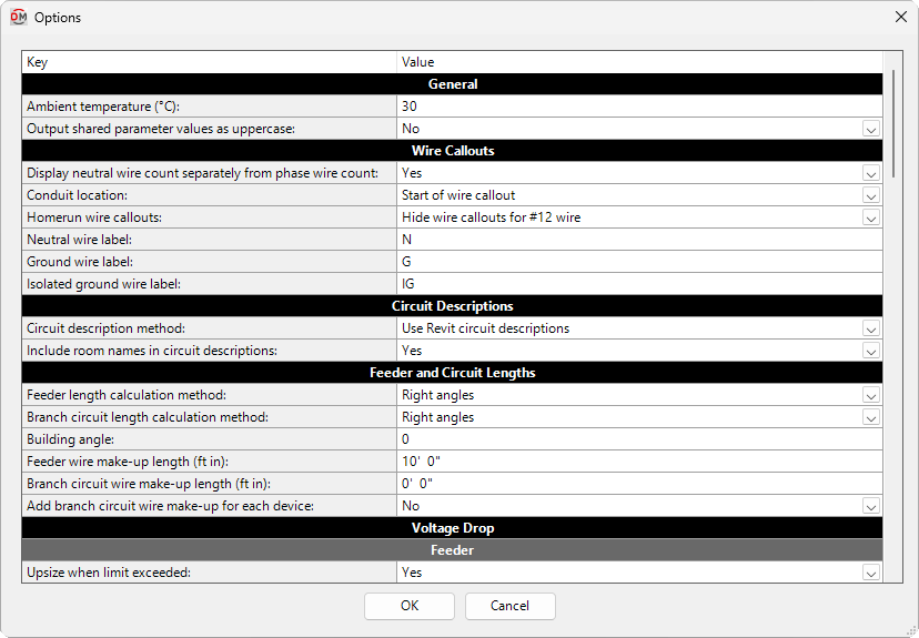 Options dialog box