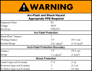 Arc-flash warning label.