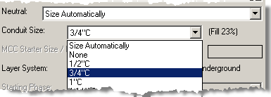 Conduit fill percentage